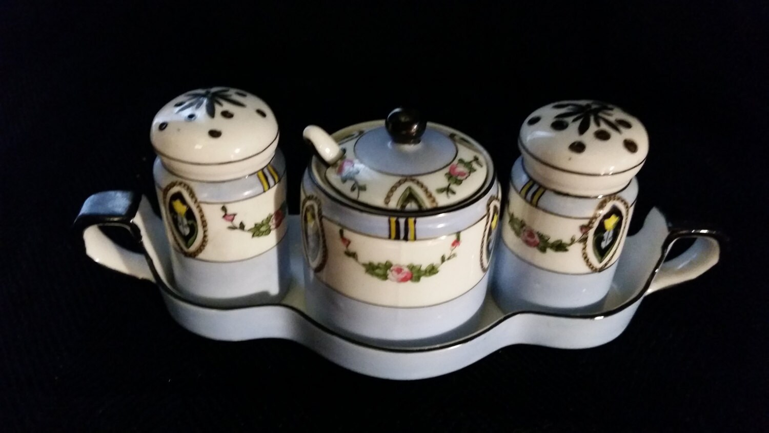 Condiment Set Noritake 175 Made in Japan 1920s Vintage Pale