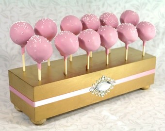 Gold Cake Pop Stand. Wedding Cake Pop Holder. Cake Pop Stand. Gold & Pink Wedding Decor. Cake Pop Display. Cake Pops. Lollipop Stand