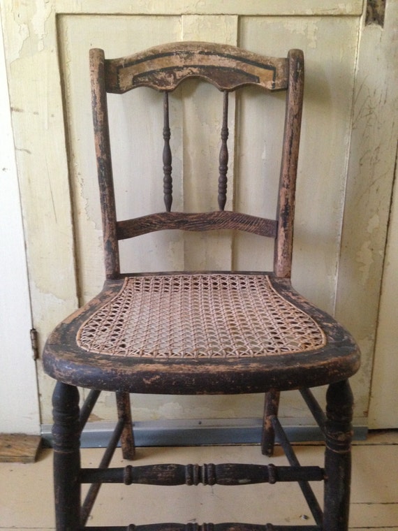 Items similar to antique tolepainted chair,late 1800's,beautiful caned