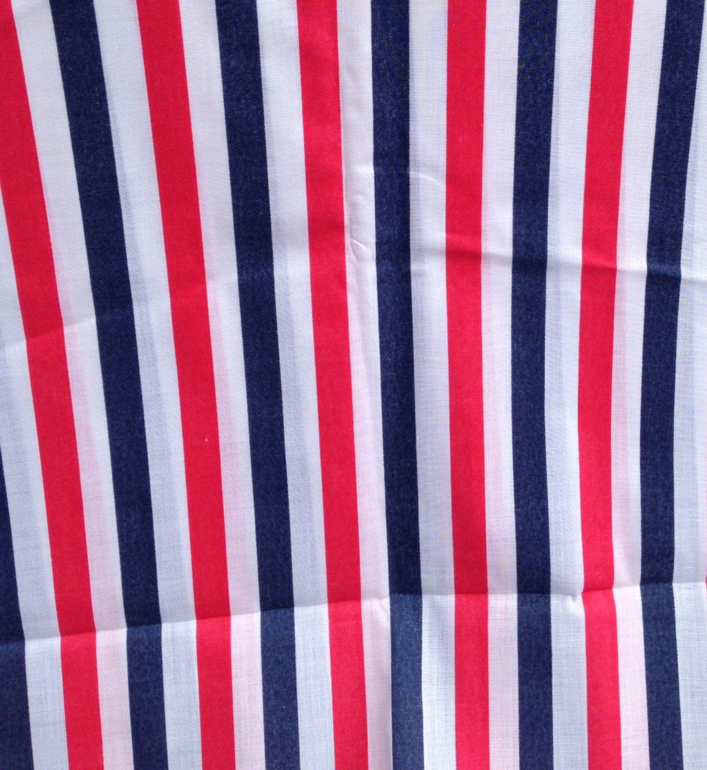 Vintage Red White and Blue Stripe Fabric // 3 yards