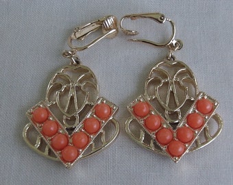 Sarah Coventry Tangerine Clip Earrings 7638 Vintage, Golden, Dangle