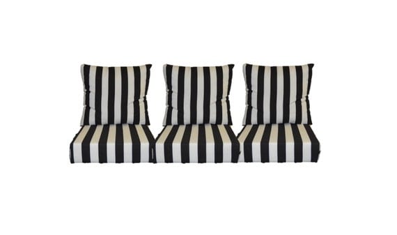 Black and White Stripe Cushions for Patio Outdoor Deep Seating