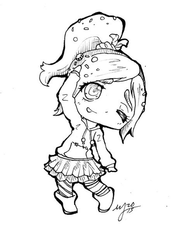 Chibi commission Ink drawing made to order