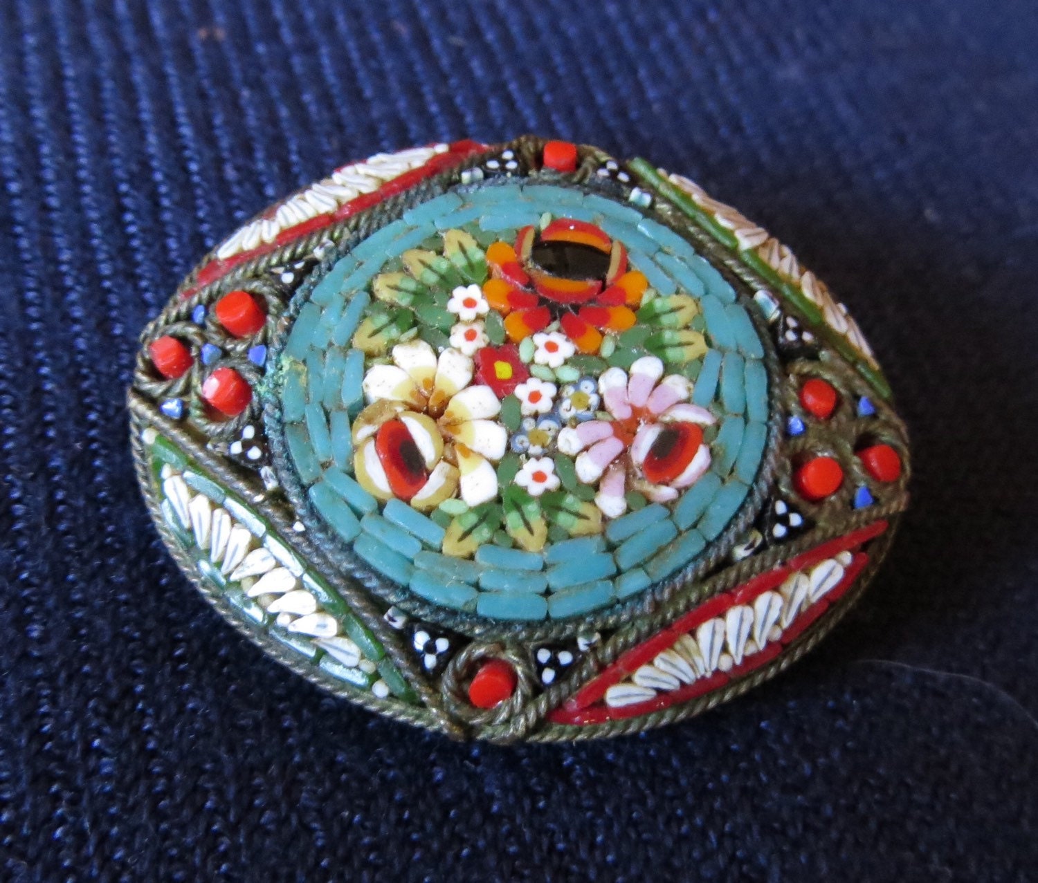 Stunning Antique Micro Mosaic Brooch