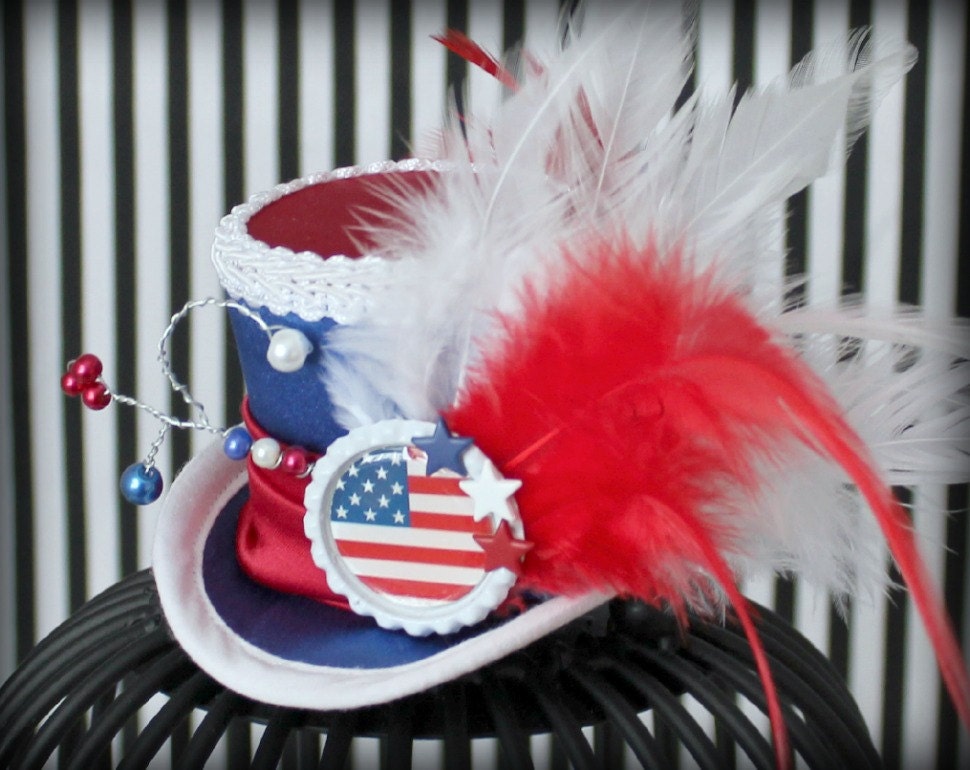 4th of July Mini Top Hat Red White and Blue Headband 4th of
