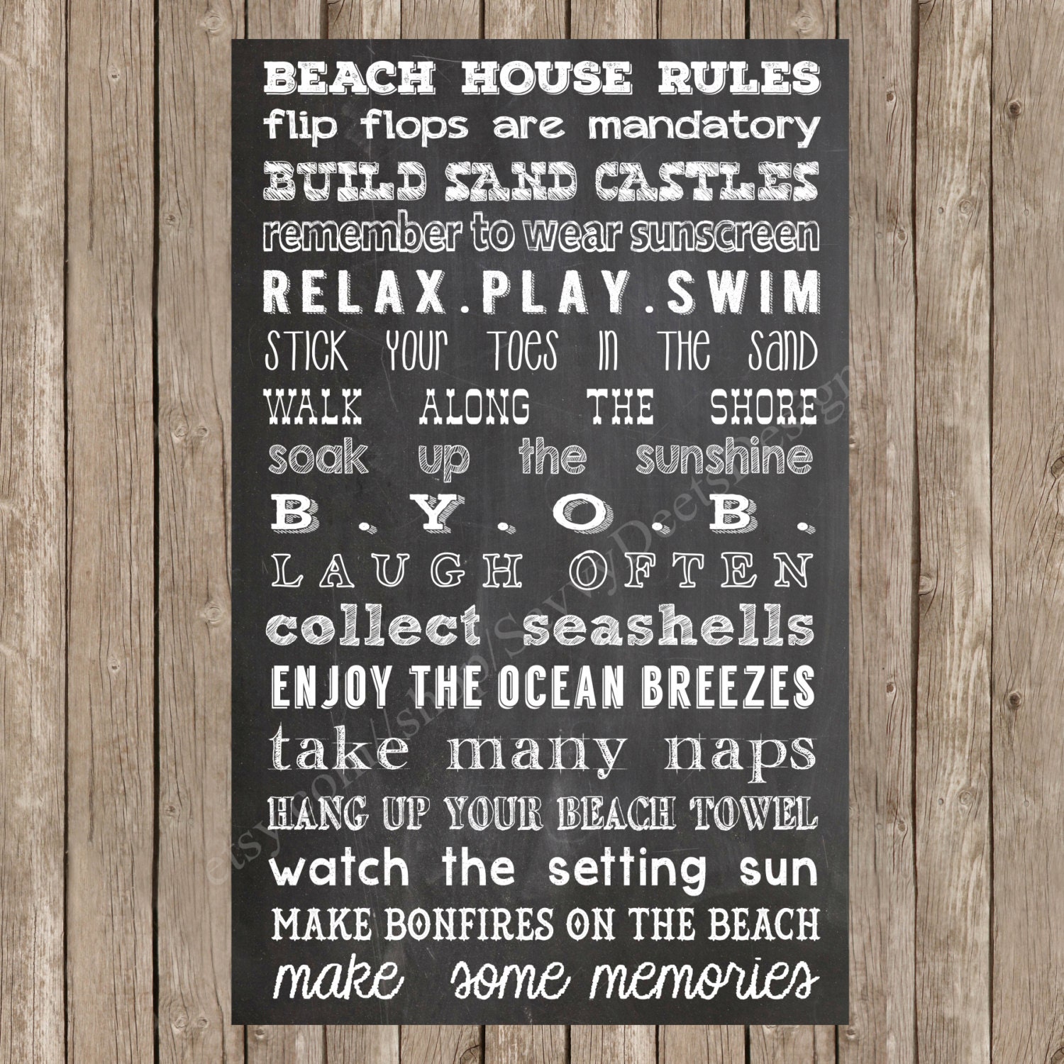 Chalkboard Beach House Rules Sign Beach House Rules Beach
