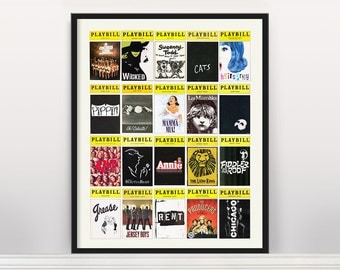 Iconic Broadway Musicals - Play Bills - Theater - Theatre - Broadway - Lion King - Annie - Grease - Les Mis - Wicked - Phantom of the Opera