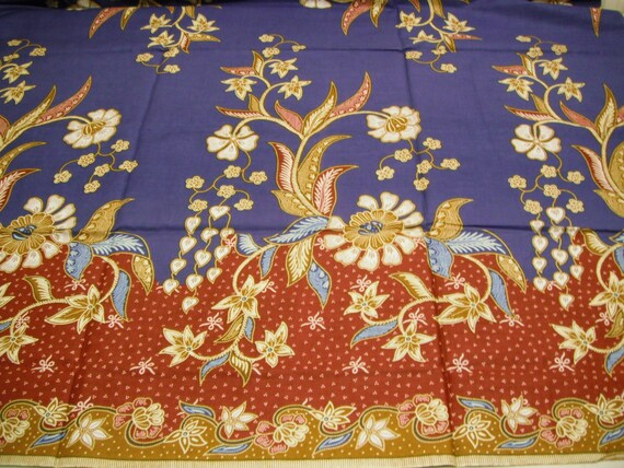Malaysian Floral Batik Sarong cotton fabric by KimonoARTUK on Etsy