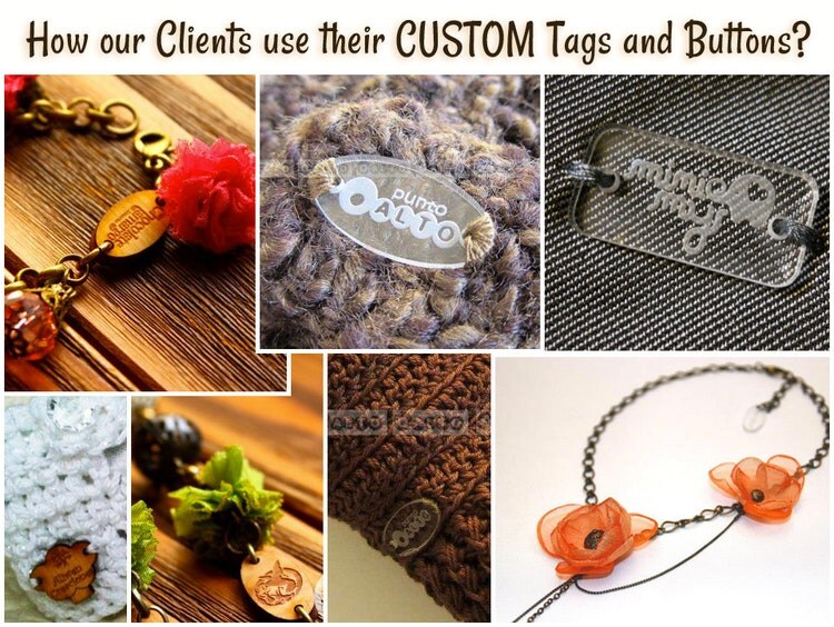 Custom Acrylic Tag Button for clothes knitting by Altorrelieve