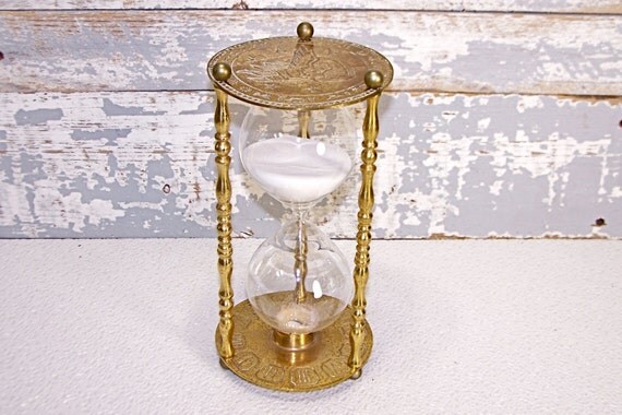 Vintage Brass Hour Glass Vintage Brass Sand Old Timer Brass