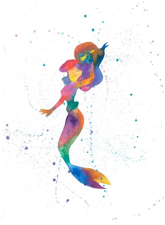 Disney's Little Mermaid brushing her hair by HomeIllustration