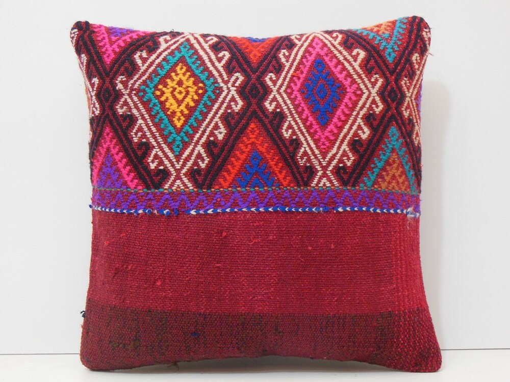 red throw pillow 20x20 floor pillow cover by DECOLICKILIMPILLOWS