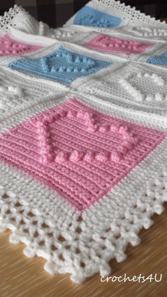 crochet pattern heart afghan crochet blanket pattern by Crochets4U