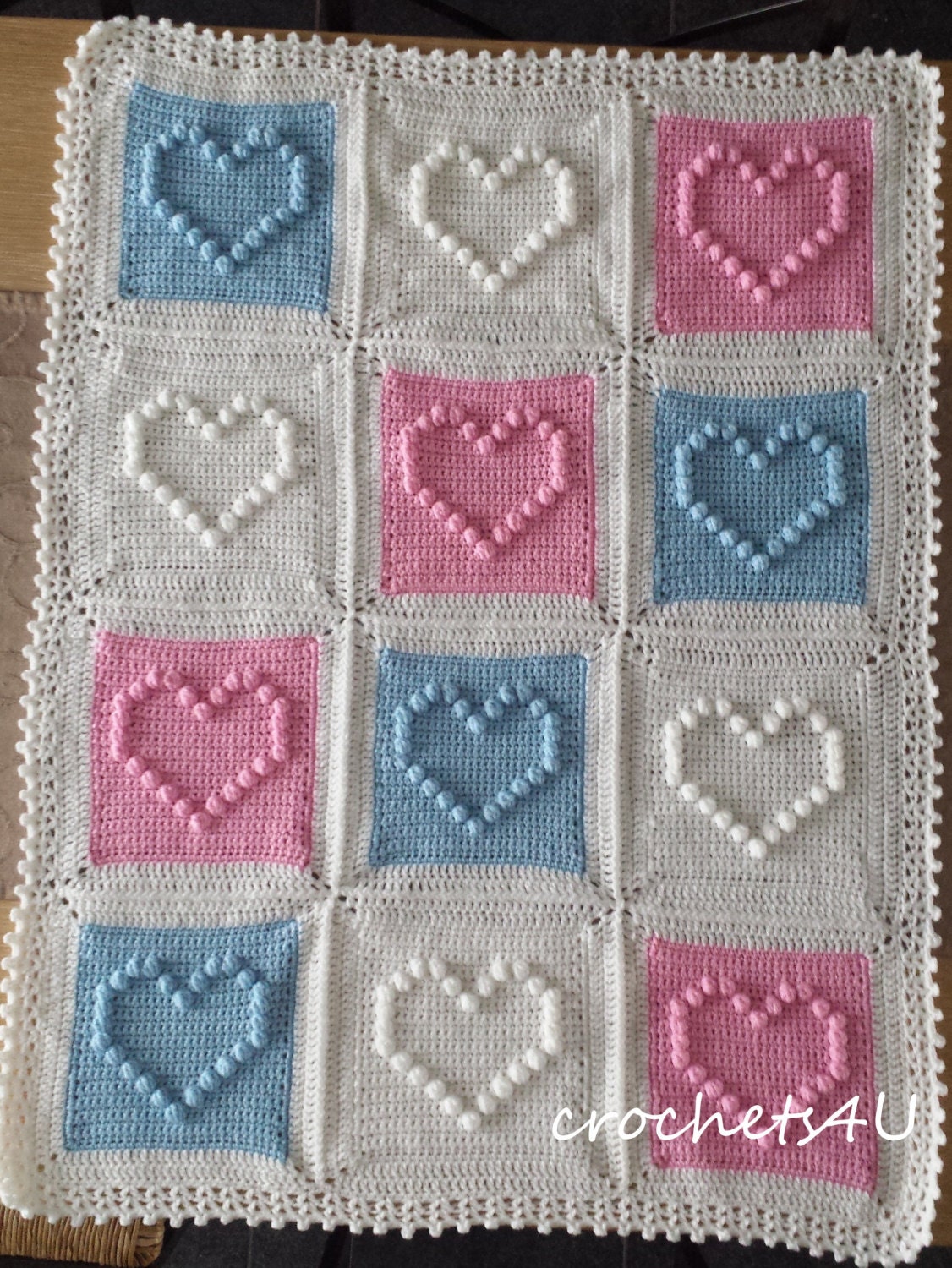 Crochet Pattern Heart Afghan Crochet Blanket Pattern By Crochets4u