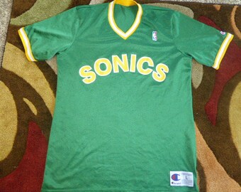 Vtg Seattle Supersonics Sonics NBA Champion Warm Up Jersey Shirt Sz Men's L
