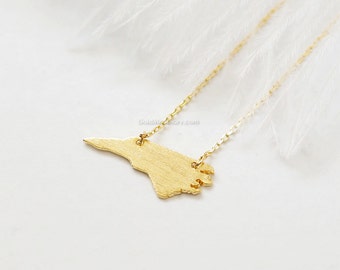 North Carolina state Necklace in Gold, NC state gold necklace, Raleigh necklace