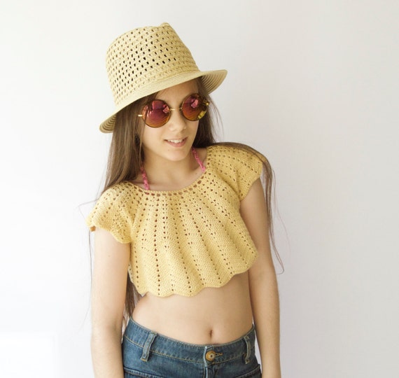 Crochet crop top for girls. Crochet summer top. by AylinkaShop