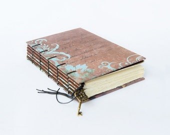 Vintage Writing - Handmade Coptic Bound Journal, Sketchbook