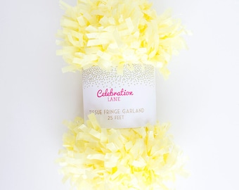 Yellow Tissue Fringe Garland, 25 Feet - by Celebration Lane