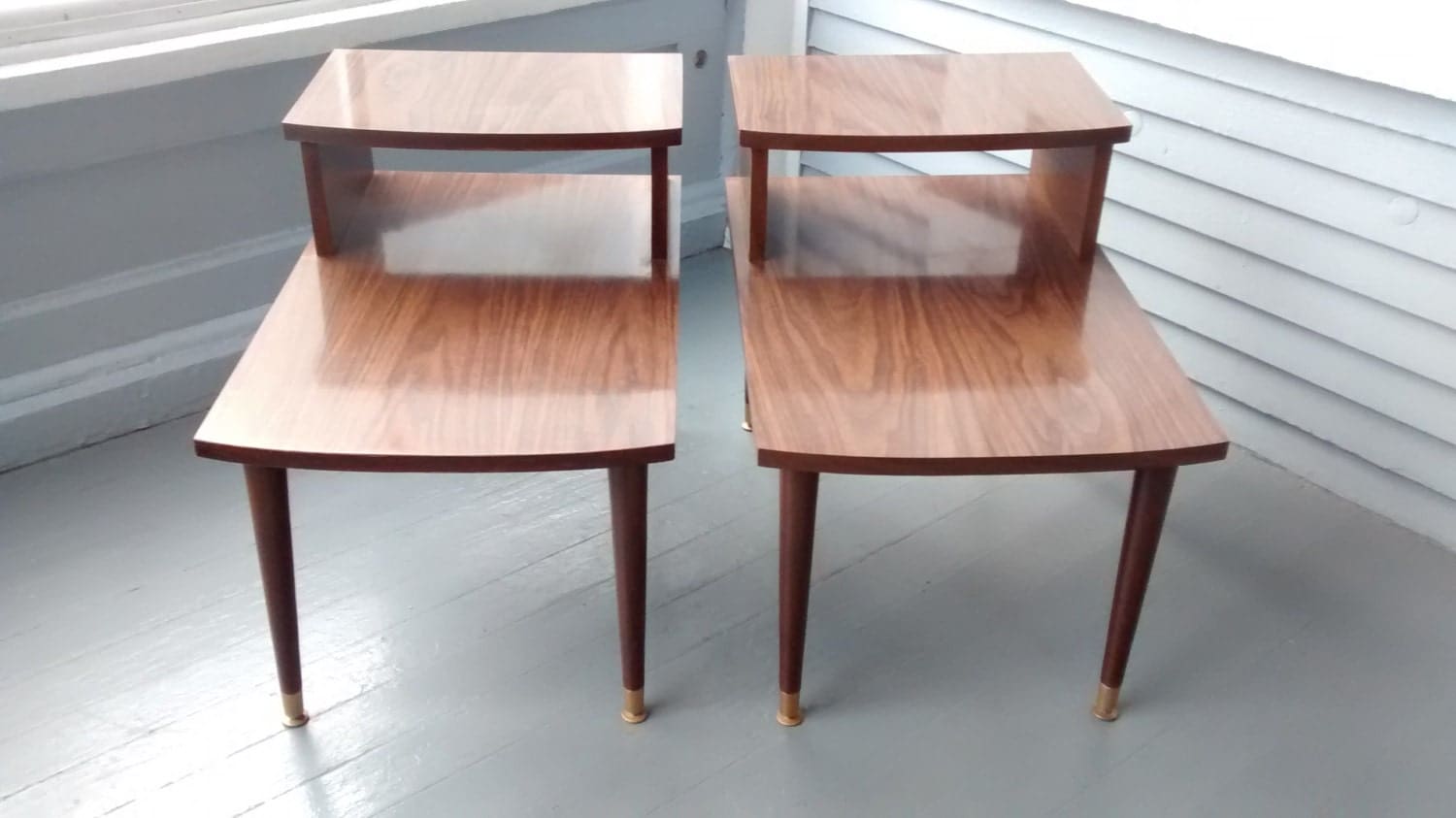 painted mid century modern end tables