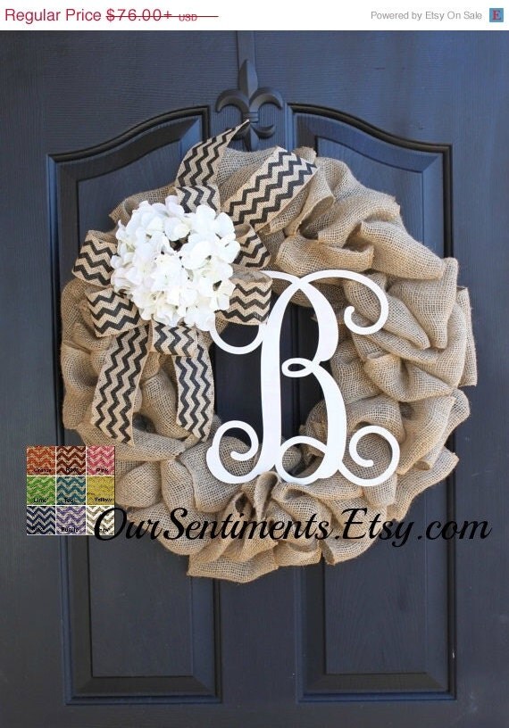BIG SALE 20 OFF Spring Burlap Chevron Wreaths by OurSentiments