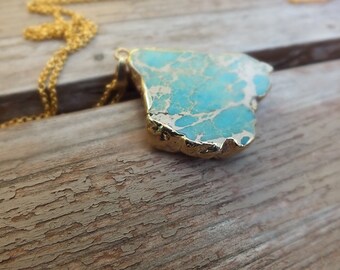 Mint Green Sea Sediment Jasper Layering Necklace Layered Necklace Boho Hippie Chic Necklace