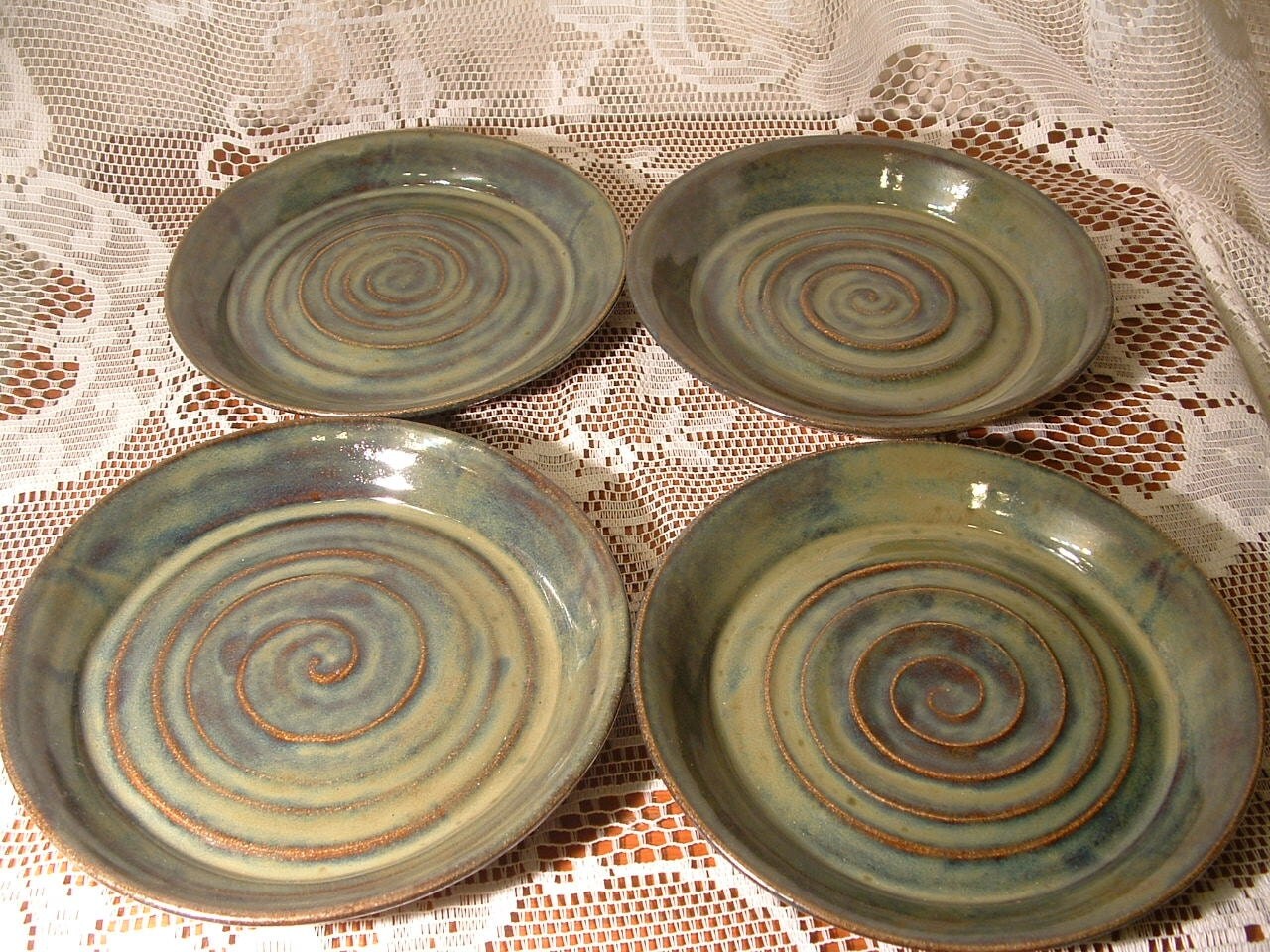 Stoneware dessert or salad plates set of four by RustysRidgeFarm