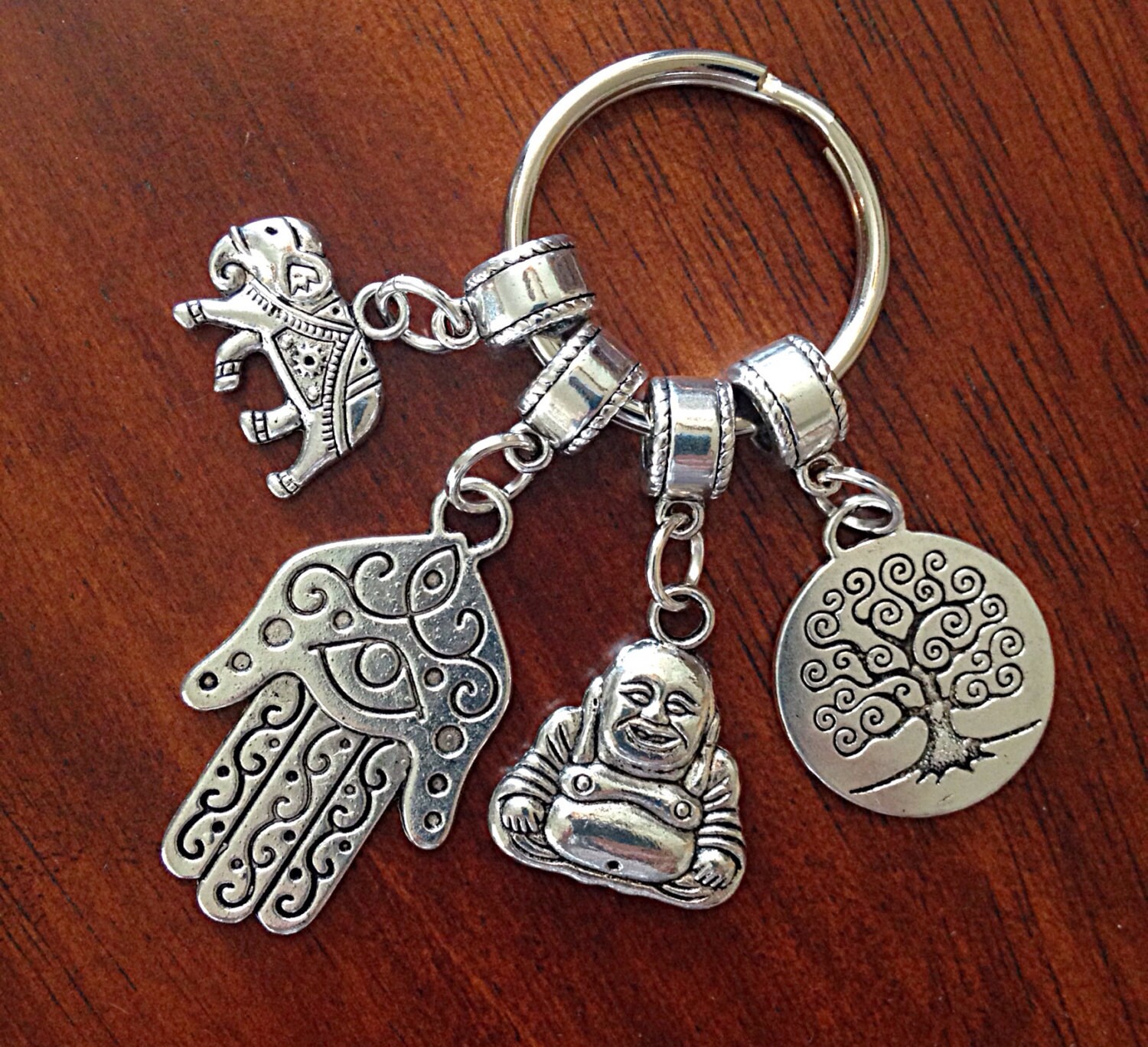 Keychain Yoga Keychain Hamsa Hand Keychain OM by DorysBoutique
