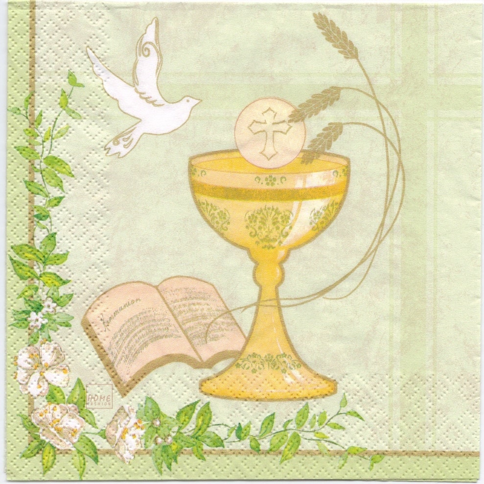 wood decoupage items Communion with Dove First Chalice Decoupage Napkins