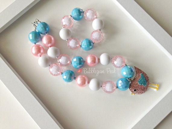 Bird Chunky Necklace Bubblegum Necklace Toddler Jewelry Girls Birthday Outfit Kids Chunky Bead Toddler Boutique Outfit