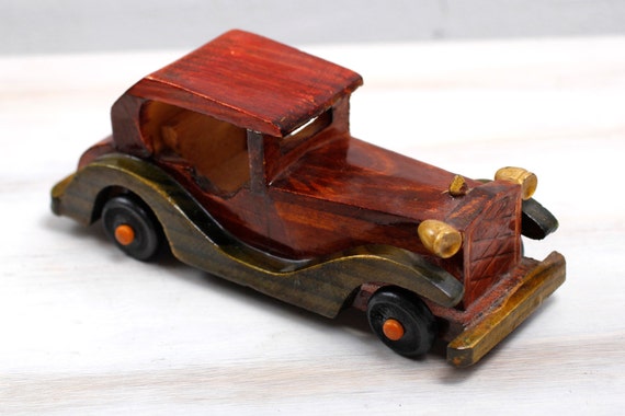 Vintage Hand Made Wooden Car Toy Model Wooden Retro Car