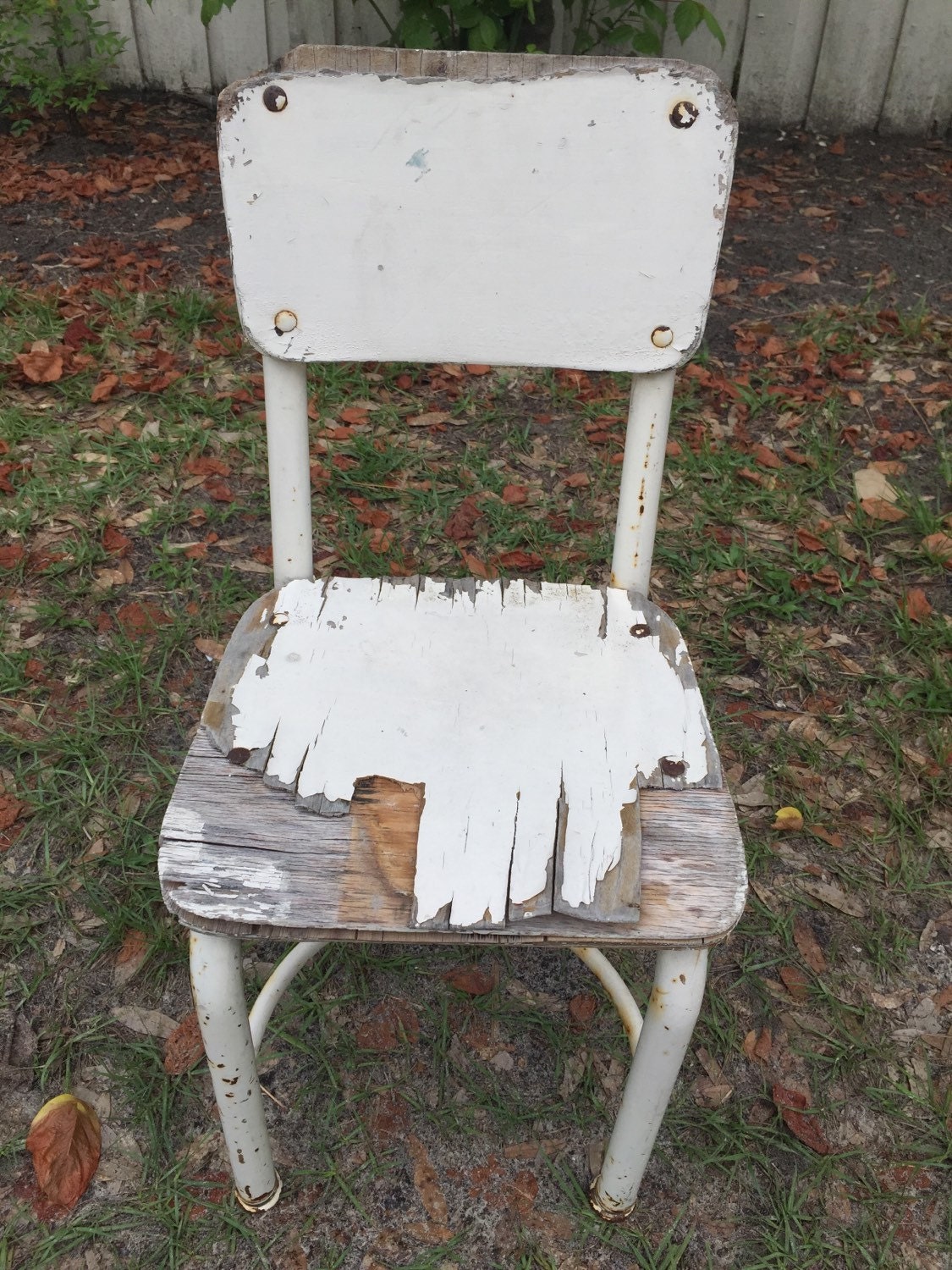 ANTIQUE small white chairdistressed kids chair weathered kids chair