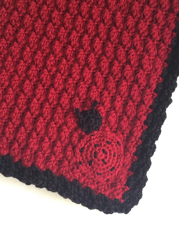 (4) Name: 'Crocheting : Ladybug Receiving Blanket