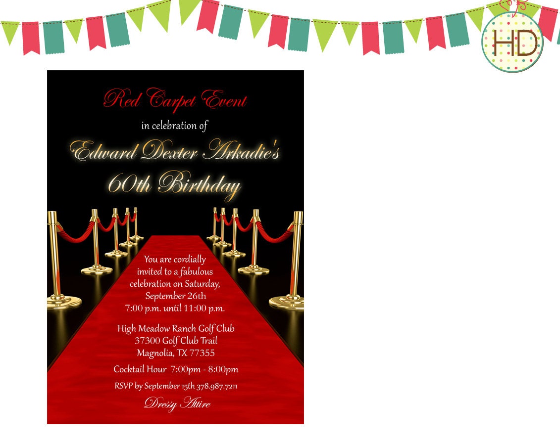 Red Carpet Birthday Party Invitations 9