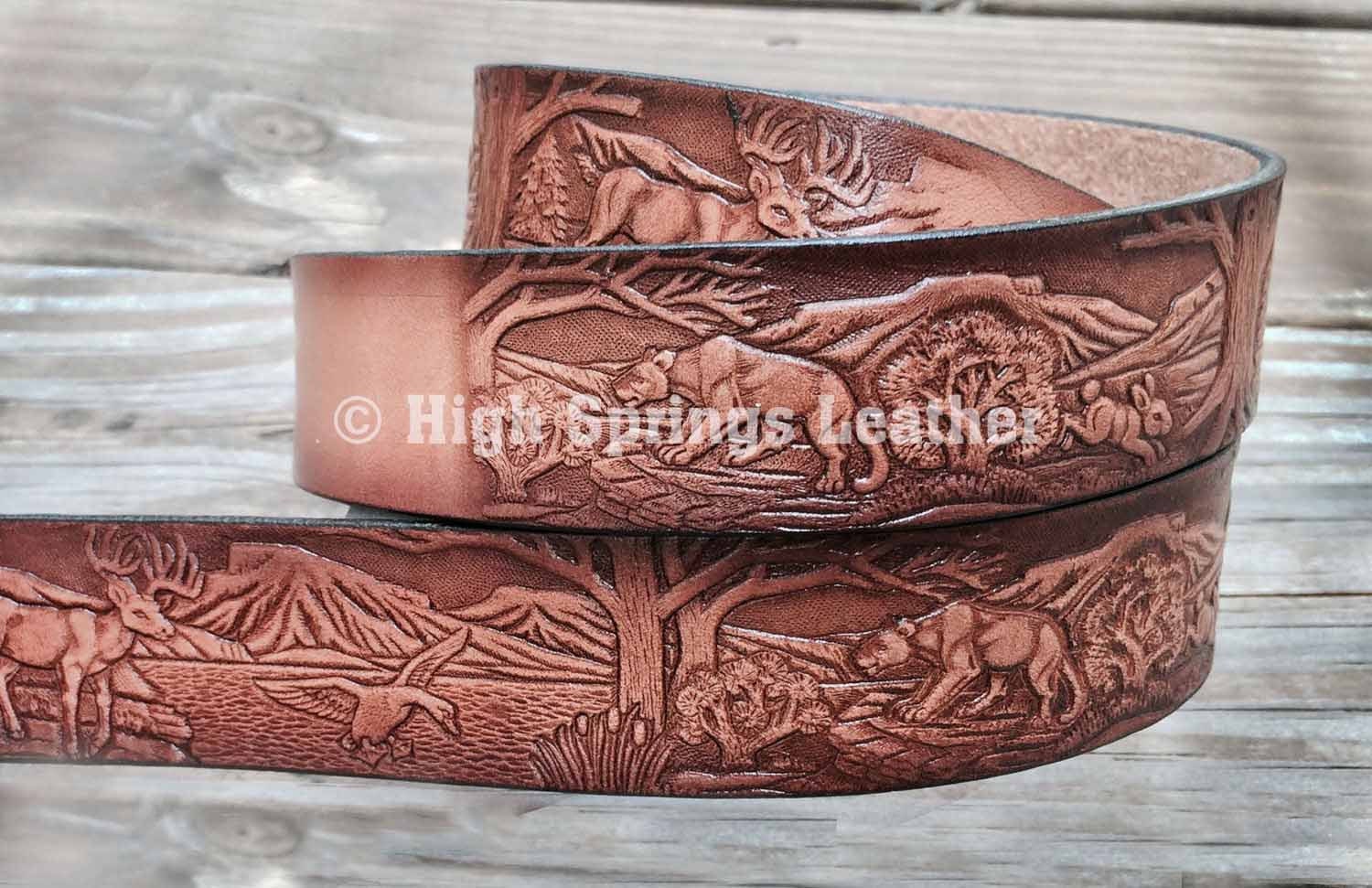 Kids wildlife leather name belt