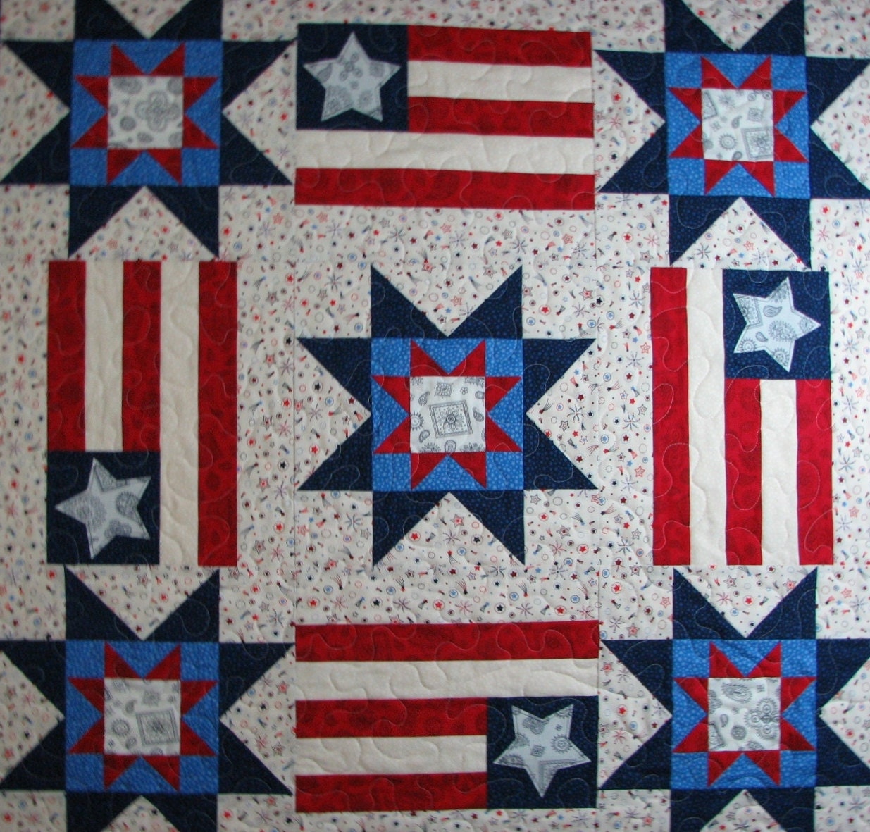 American Flag Quilted Throw Patriotic Lap Quilt Americana