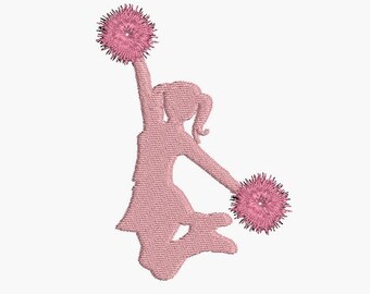 instant download embroidery design Silhouette pom pom girl