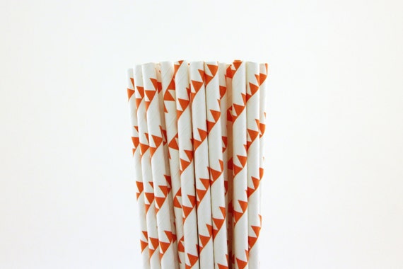 Orange Pennant Banner Paper Straws-Orange Straws-Pennants Straw-Party Straws-Camping Straws-Circus Party Paper Straws-Mason Jar Straws Il_570xn