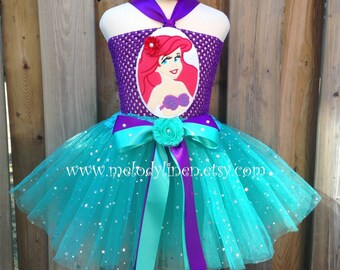 Mermaid tutu dress set mermaid headband Ariel tutu mermaid birthday dress mermaid birthday outfit Ariel costume mermaid costume
