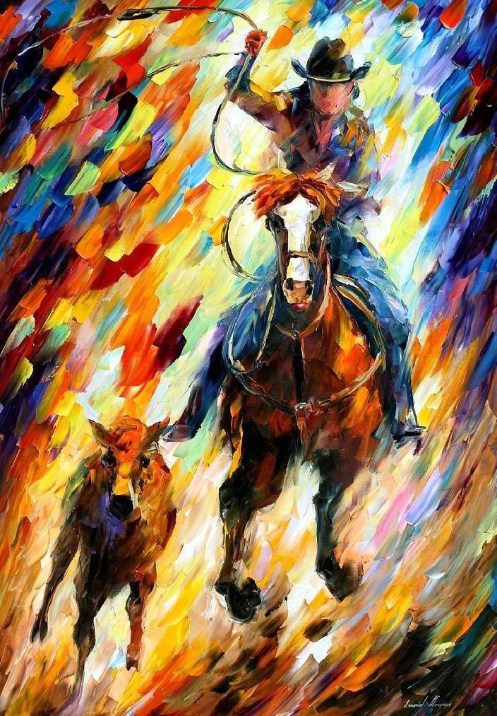 Cowboy Wall Art Rodeo Paintings On Canvas By Leonid Afremov