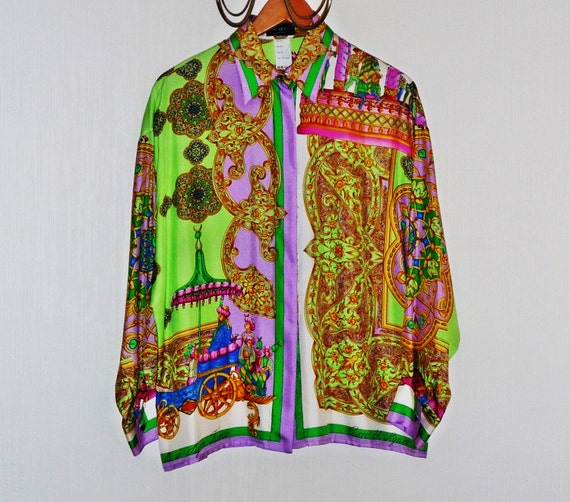 Vintage Gianni VERSACE Silk Shirt with Kings by KingdomofTreasures