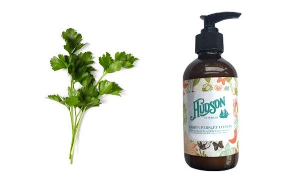 Lemon Parsley Organic Body Lotion 8oz Glass Pump Bottle