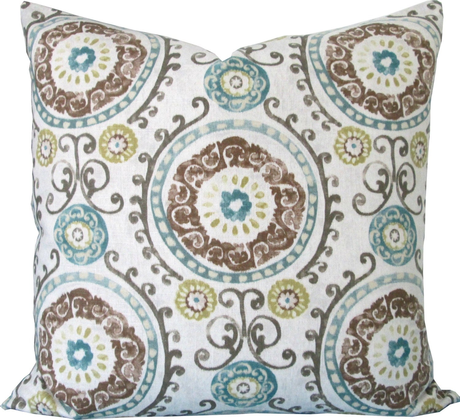 Decorative Pillow CoverTeal and Brown SuzaniAccent by KLineDeco