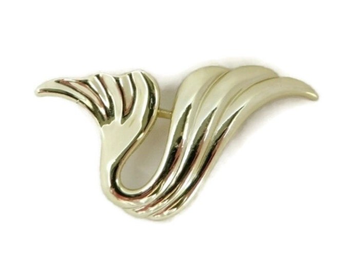 AJC Abstract Gold Wave Vintage Brooch