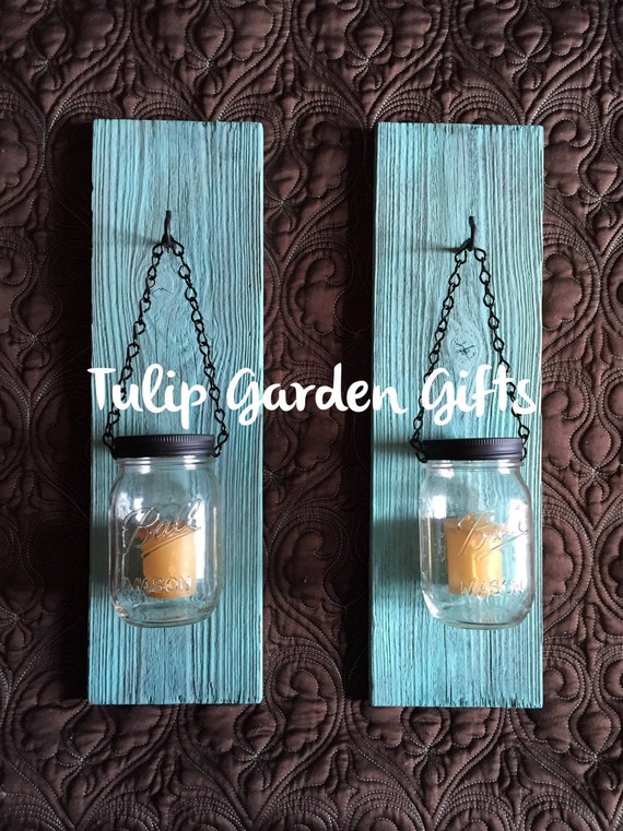 Hanging Mason Jar Sconce Hanging Mason Jar by TulipGardenGifts