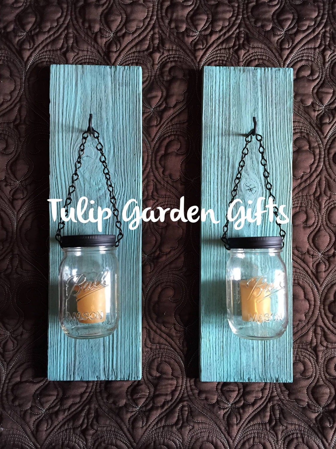 Hanging Mason Jar Sconce Hanging Mason Jar by TulipGardenGifts