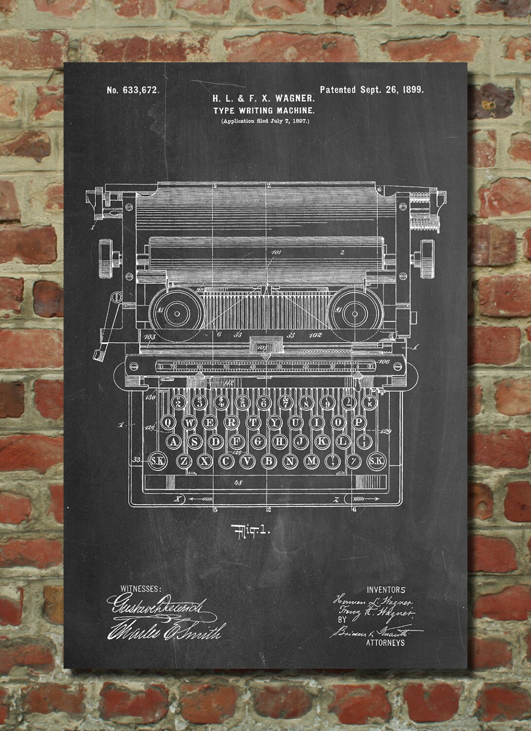 Typewriter Patent Poster Typewriter Print Home by PatentPrints