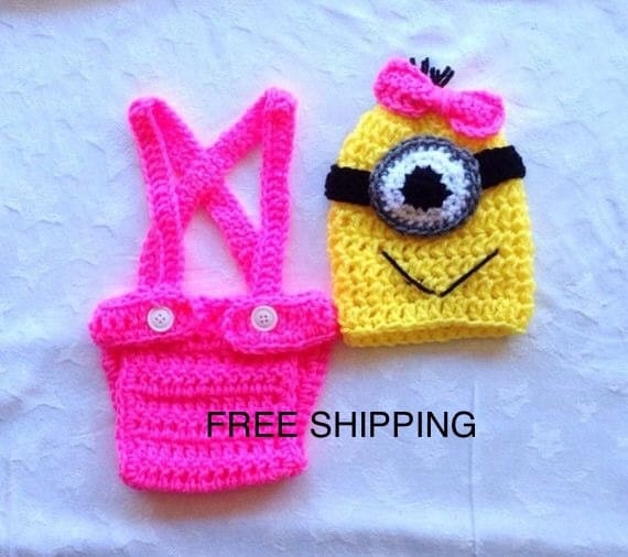 Baby Girl Clothes. Crochet Minion Outfit. by ChildishDreams