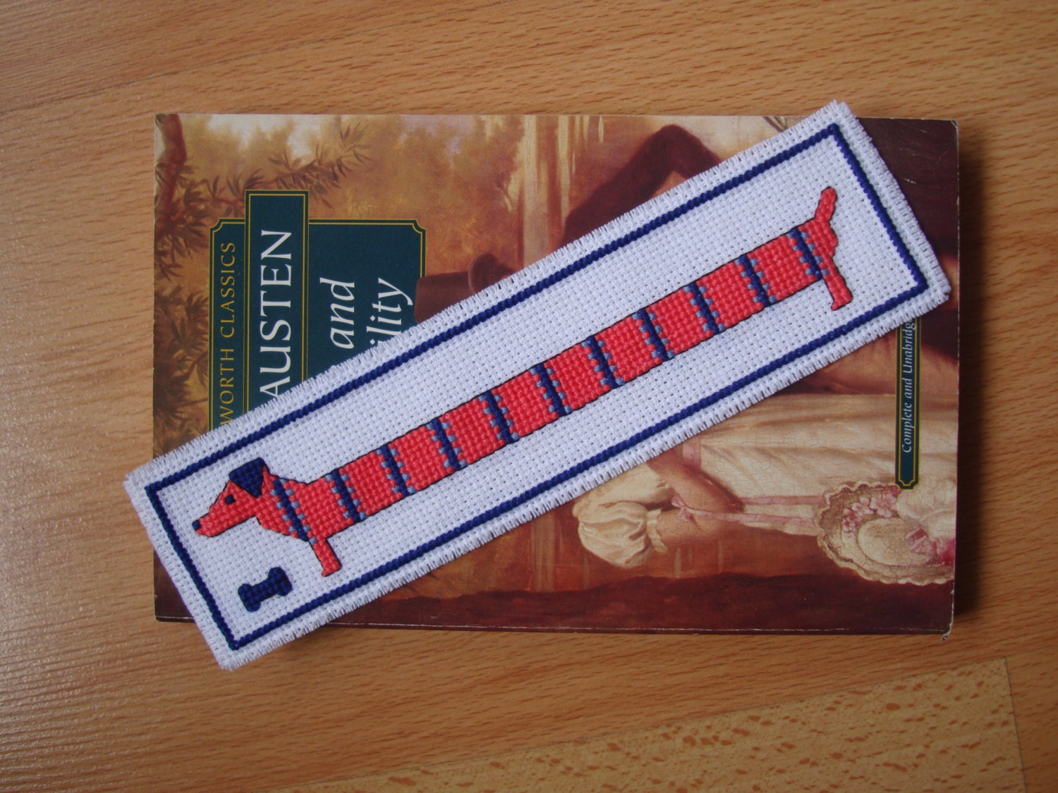 Dachshund Handmade Cross Stitch Bookmark