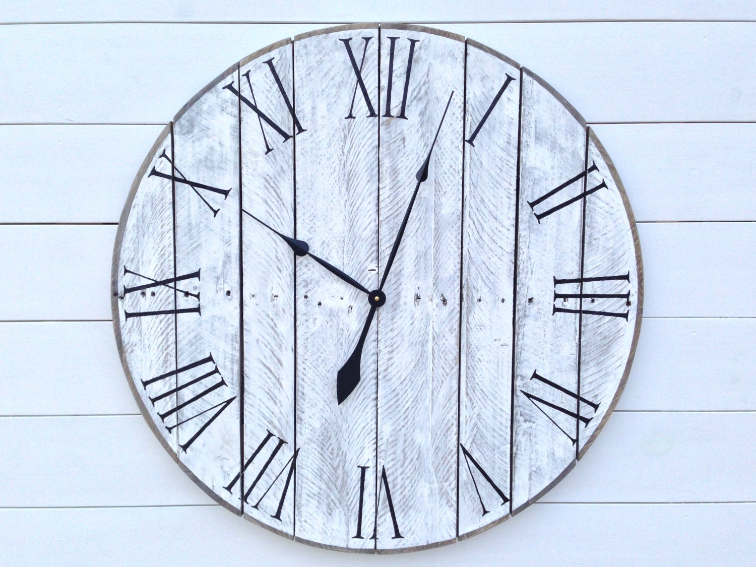 30 White Washed Pallet Wood Wall Clock by TickTockCreations